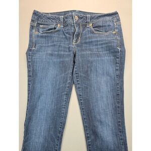 American Eagle Skinny Kick Dark Wash Sequin Stretch Jeans - 10